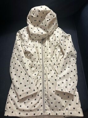 Kids Black and White Polka Dot Lined Raincoat with Hood